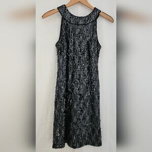 Camille La Vie Black Sequin Party Dress Womens Size 6 Cocktail Wedding Holiday
